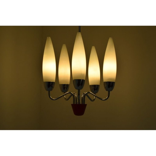 Lustre vintage en verre chromé de Napako, tchèque 1960