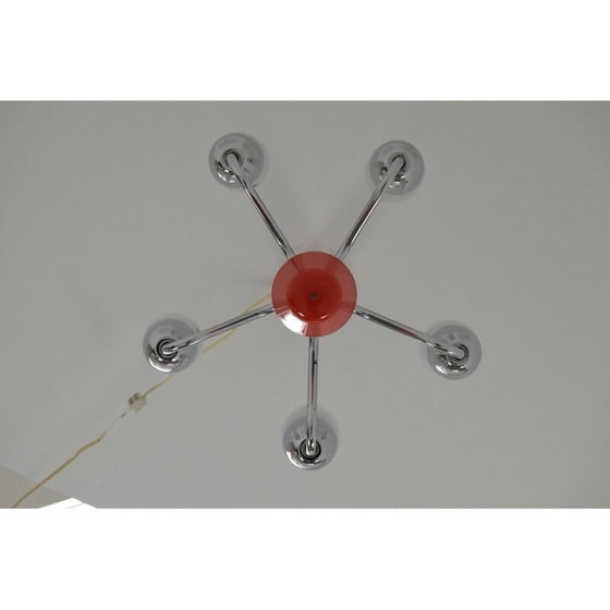 Image 1 of Lustre vintage en verre chromé de Napako, tchèque 1960