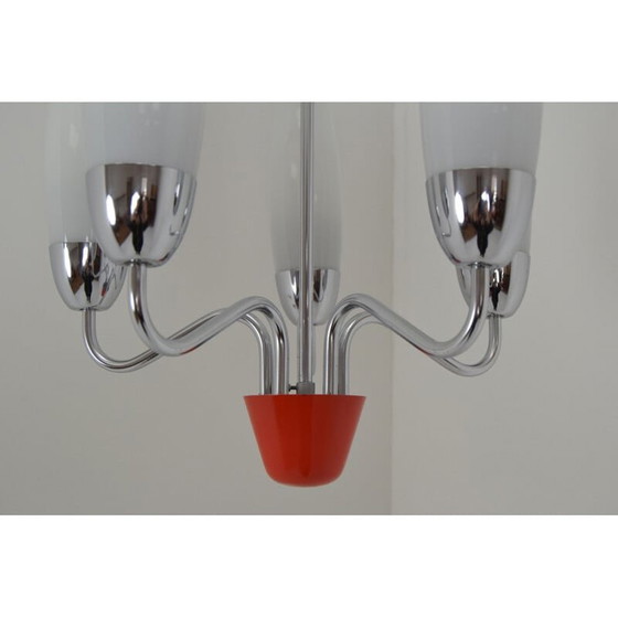 Image 1 of Lustre vintage en verre chromé de Napako, tchèque 1960