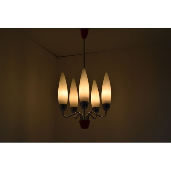 Image 1 of Lustre vintage en verre chromé de Napako, tchèque 1960