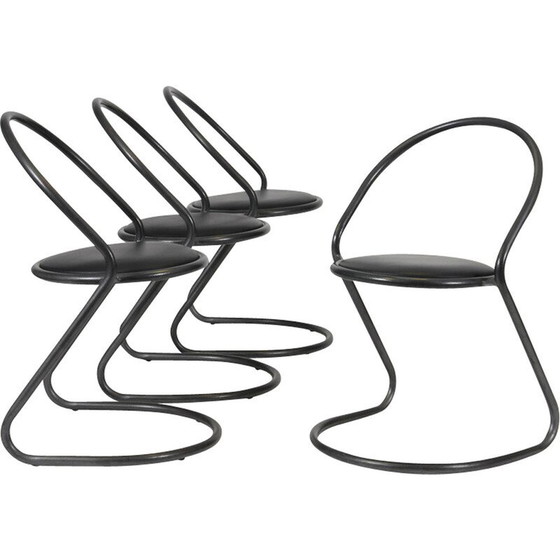 Image 1 of Ensemble de 4 chaises en métal vintage modèle Zorro par Hiroyuki Yamakado, 1985