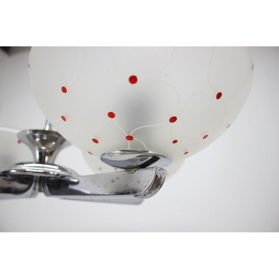 Image 1 of Lustre vintage en chrome et verre, Tchécoslovaquie 1960