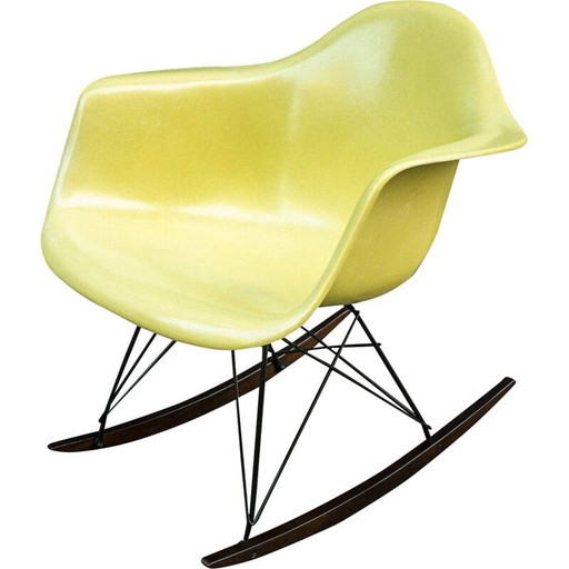 Fauteuil à bascule vintage jaune citron de Charles et Ray Eames pour Herman Miller, 1970