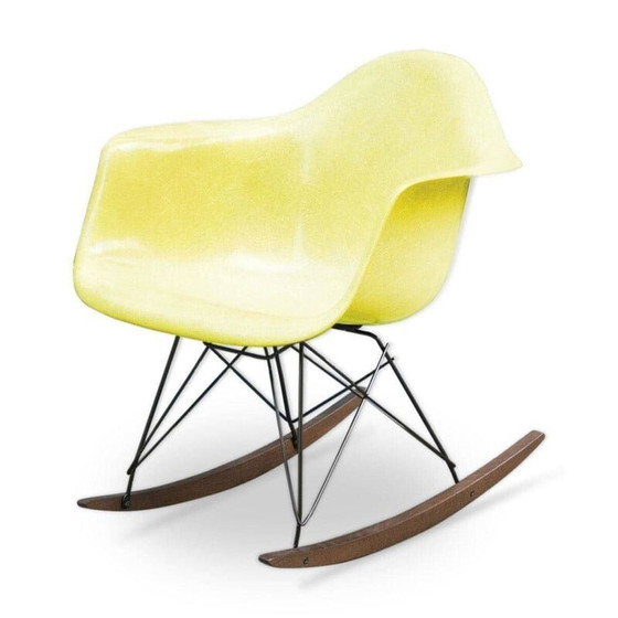 Image 1 of Fauteuil à bascule vintage jaune citron de Charles et Ray Eames pour Herman Miller, 1970