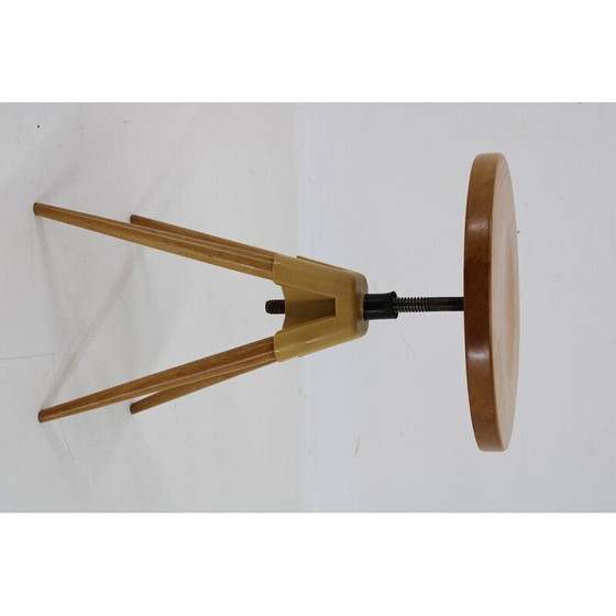 Image 1 of Tabouret de piano vintage en hêtre, Tchécoslovaquie 1970