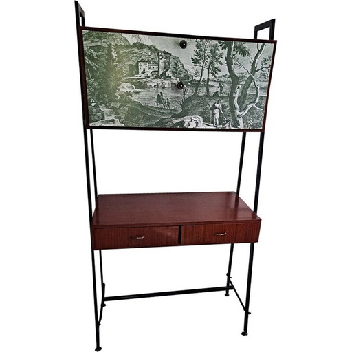 Bibliothèque modulaire vintage avec structure en fer peinte en noir, Italie 1960