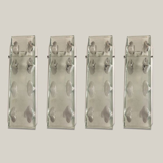 Ensemble de 4 lampes murales vintage en verre taillé, Italie 1960 – Appliques murales (photo 2 of 4)
