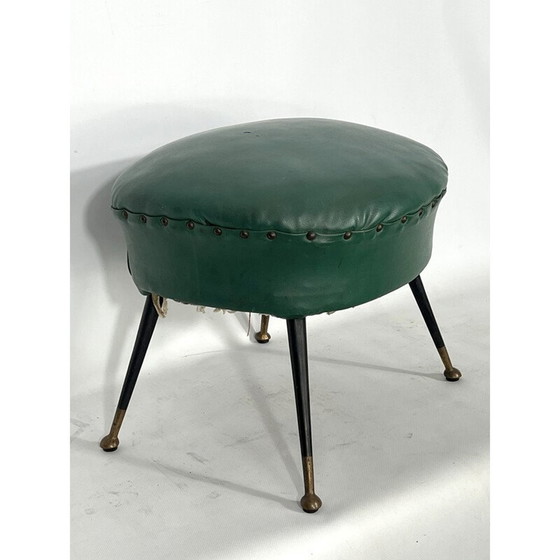 Image 1 of Pouf italien vintage en simili-cuir, années 1950