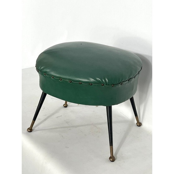 Image 1 of Pouf italien vintage en simili-cuir, années 1950