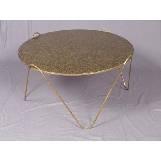 Image 1 of Table basse ronde vintage en laiton, Italie 1960