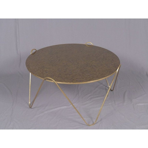 Table basse ronde vintage en laiton, Italie 1960