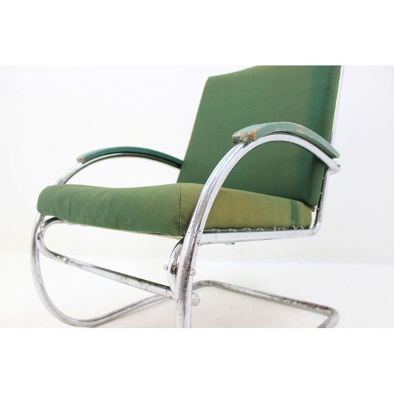 Image 1 of Fauteuil vintage en chrome vert par Anton Lorenz pour Thonet, 1930