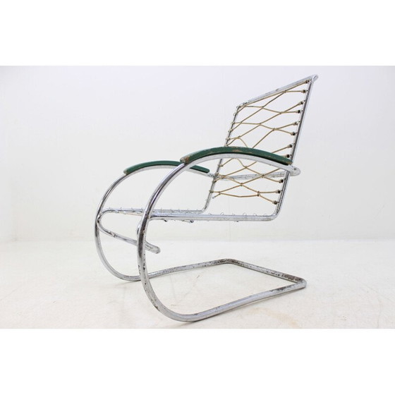 Image 1 of Fauteuil vintage en chrome vert par Anton Lorenz pour Thonet, 1930