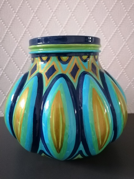 Vase peint à la main, artiste Evalien Ritmeester