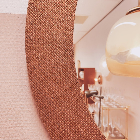 Image 1 of Miroir rond 1960S avec cadre en jute