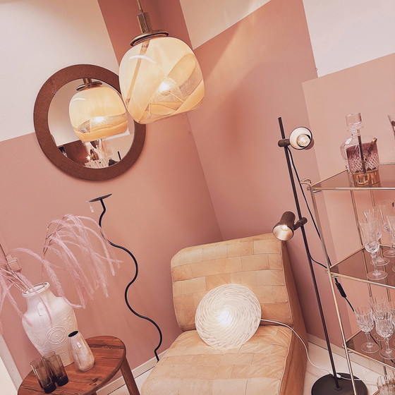 Image 1 of Miroir rond 1960S avec cadre en jute