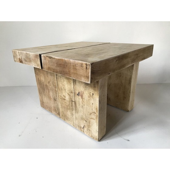 Image 1 of Table basse vintage brutaliste en bois massif