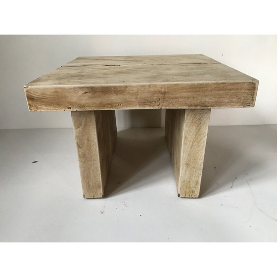 Image 1 of Table basse vintage brutaliste en bois massif