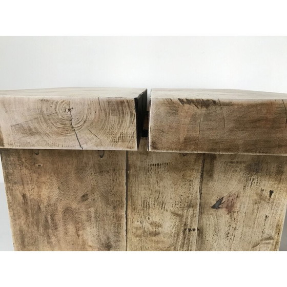 Image 1 of Table basse vintage brutaliste en bois massif