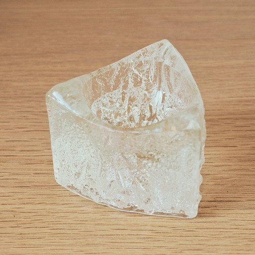 Bougeoir triangulaire en verre 'Ice' Kosta Boda 1970S