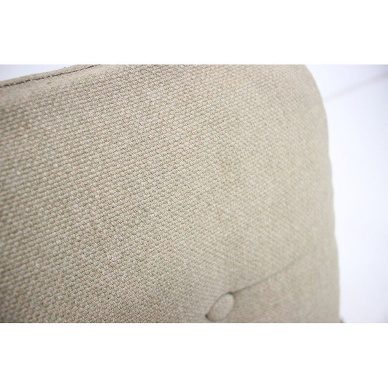 Image 1 of Fauteuil et repose-pieds vintage scandinave en bois et tissu, années 1960