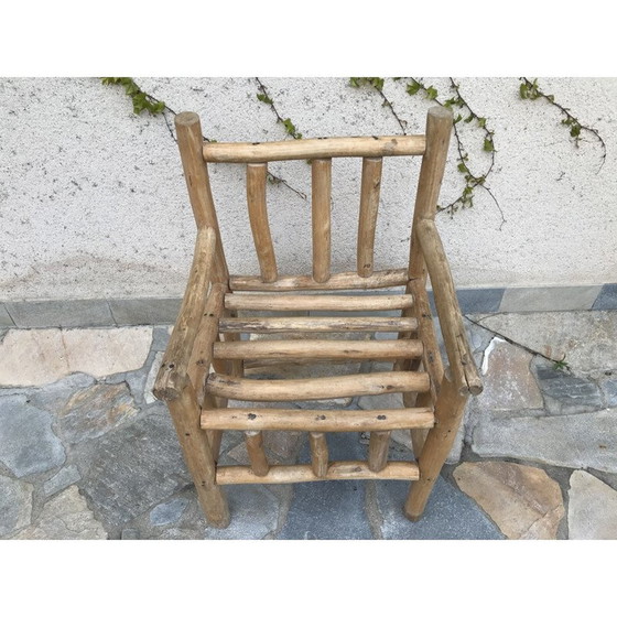 Image 1 of Fauteuil Vintage Art-Popular en bois brut, 1950