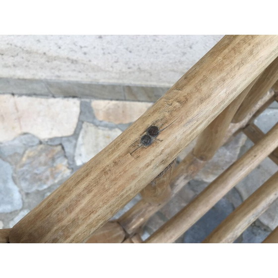 Image 1 of Fauteuil Vintage Art-Popular en bois brut, 1950