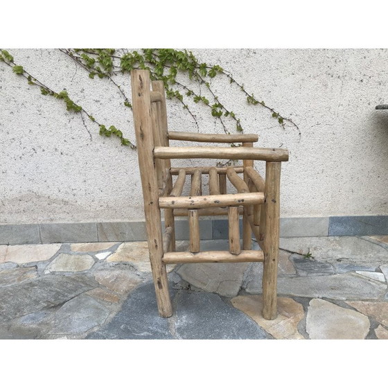 Image 1 of Fauteuil Vintage Art-Popular en bois brut, 1950