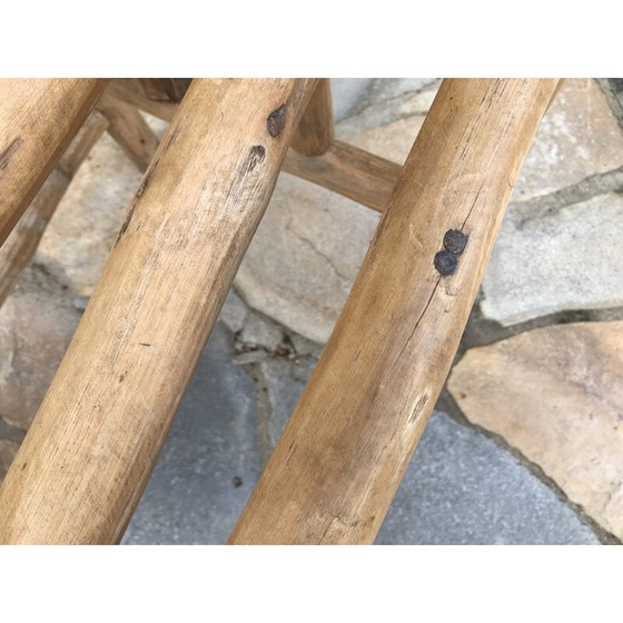 Image 1 of Fauteuil Vintage Art-Popular en bois brut, 1950