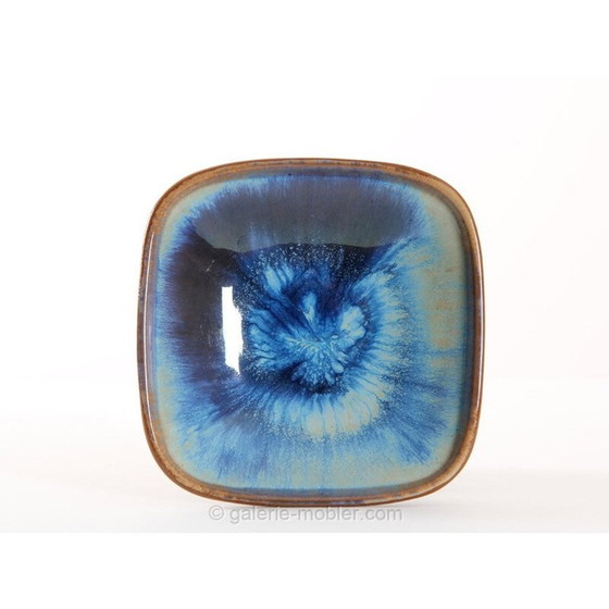 Image 1 of Bol carré en céramique vintage bleu scandinave par Michael Andersen et Amp, 1970