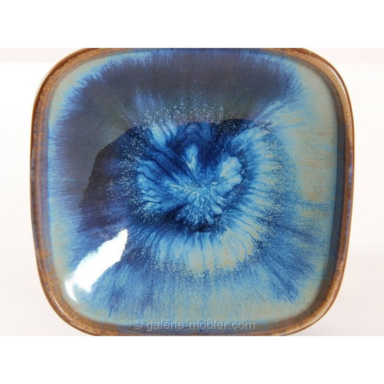 Image 1 of Bol carré en céramique vintage bleu scandinave par Michael Andersen et Amp, 1970