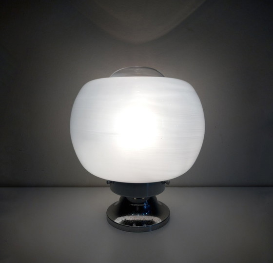 Image 1 of Lampe De Table Vintage • Acier & Verre • Murano • Space Age • 1970
