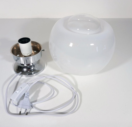 Image 1 of Lampe De Table Vintage • Acier & Verre • Murano • Space Age • 1970