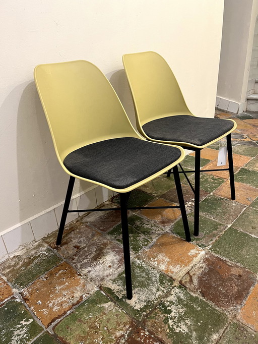 2X Chaise en plastique 'Martijn' jaune