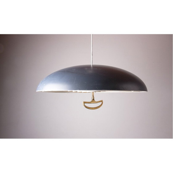 Image 1 of Lampe suspendue vintage en aluminium et laiton par Vilhem Wolhert et Jorgen Bo Pour Poulsen, Danemark 1960