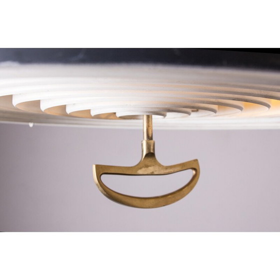 Image 1 of Lampe suspendue vintage en aluminium et laiton par Vilhem Wolhert et Jorgen Bo Pour Poulsen, Danemark 1960