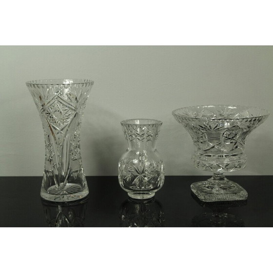 Image 1 of Ensemble de 3 verres en cristal de Bohème, Tchécoslovaquie 1970