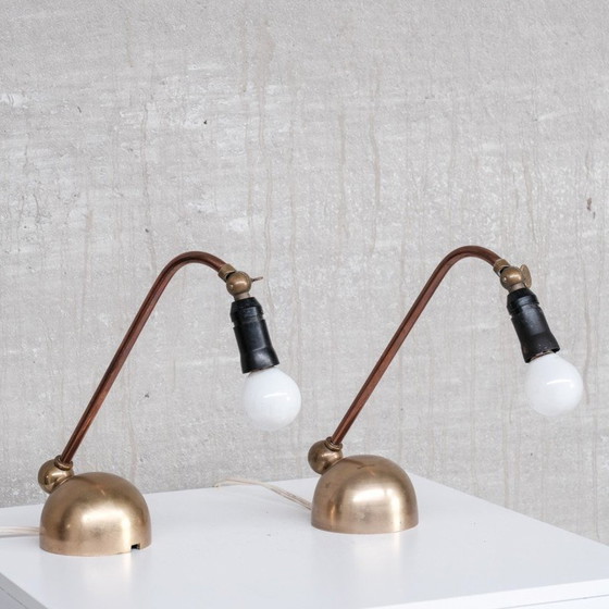 Image 1 of Paire de lampes vintage en laiton et cuivre, Danemark années 1960