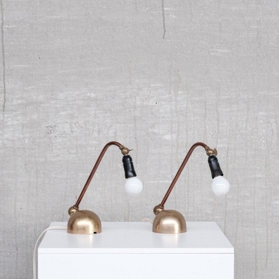 Image 1 of Paire de lampes vintage en laiton et cuivre, Danemark années 1960