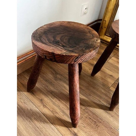 Image 1 of Ensemble de 4 tabourets tripodes vintage