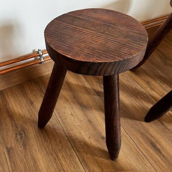 Image 1 of Ensemble de 4 tabourets tripodes vintage