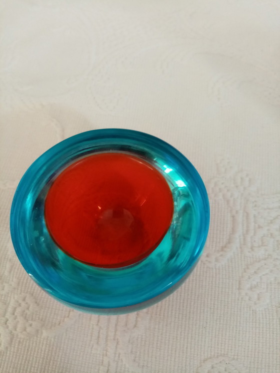 Image 1 of Murano Sommerso Bol Déco En Verre Géode 70S 