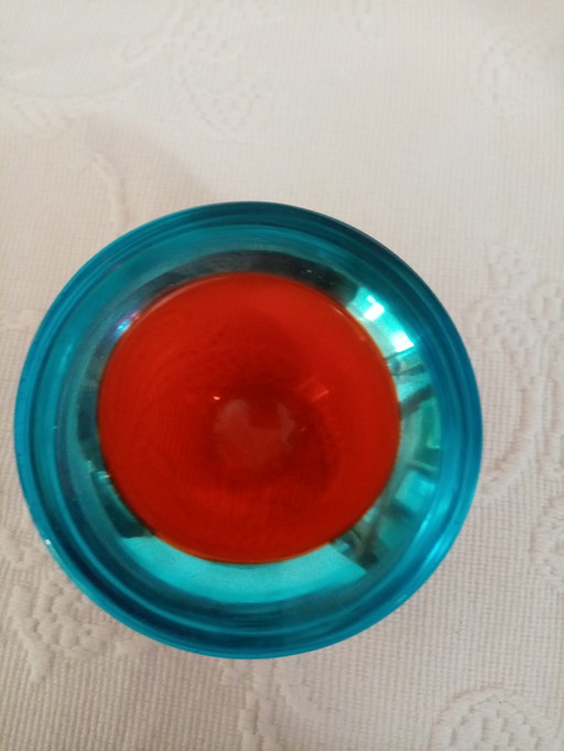 Murano Sommerso Bol Déco En Verre Géode 70S 