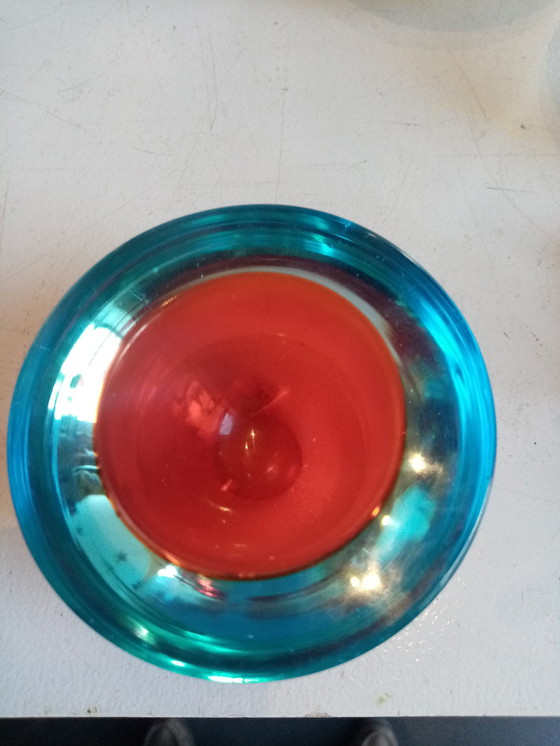 Image 1 of Murano Sommerso Bol Déco En Verre Géode 70S 