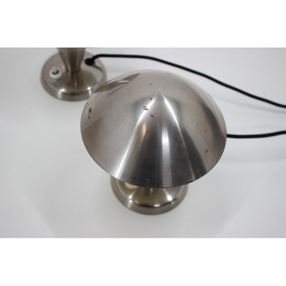Image 1 of Paire de lampes chromées Bauhaus, Tchécoslovaquie 1930