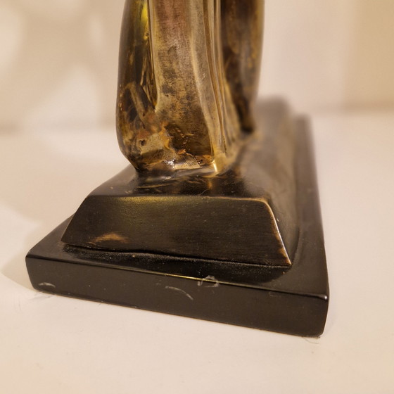 Image 1 of Statue Artdeco sur socle en marbre