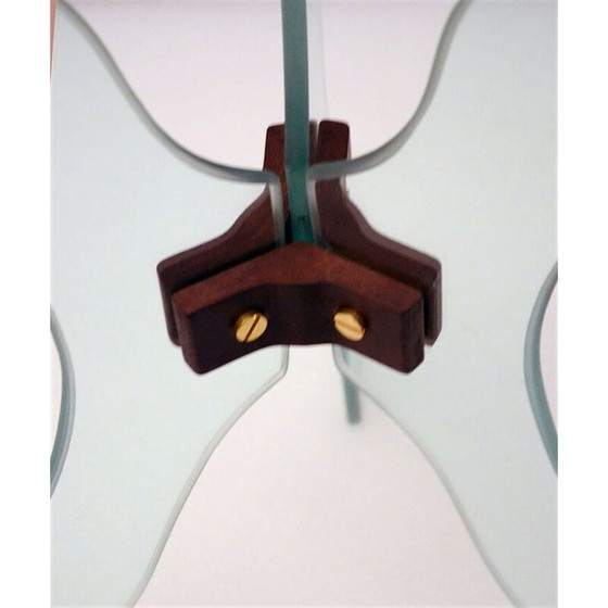 Image 1 of Table basse vintage en bois et cristal, Italie 1950