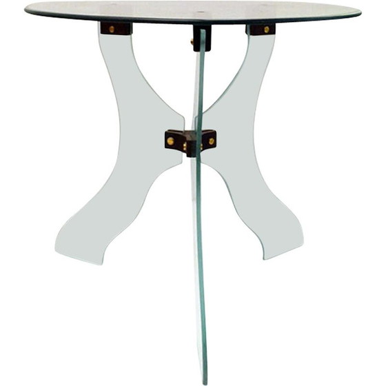 Image 1 of Table basse vintage en bois et cristal, Italie 1950