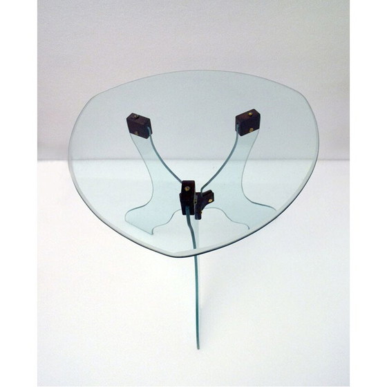 Image 1 of Table basse vintage en bois et cristal, Italie 1950