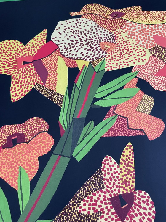 Image 1 of Jonas Wood, Fleur jaune avec lignes 2, 2021, Copyright Jonas Wood,